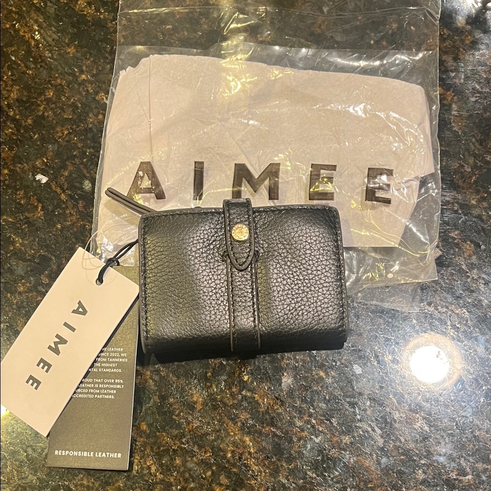 Aimee Black Leather small sleek Wallet